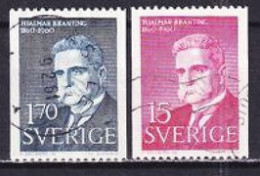 1960. Sweden. H. Branting (1860-1925), Politician, Nobel Peace Prize 1921. Used. Mi. Nr. 465-66 - Gebruikt