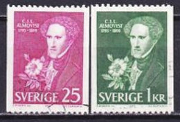 1966. Sweden. Carl Jonas Love Almqvist. Used. Mi. Nr. 558-59 - Gebruikt