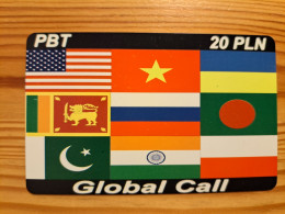 Prepaid Phonecard Poland, PBT, Global Call - Flag - Pologne