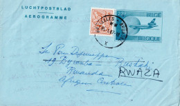 Aérogramme N° 21b N/F Oblitéré De Bruxelles X Vers Le Rwanda (J95) - Aérogrammes