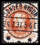 1931. DANMARK. 10 ØRE Chr. X 60 Years Jub. On Small Piece LUXUS Cancelled SØNDER HYGUM 24. 7.... (MICHEL 188) - JF541742 - Gebraucht