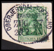 1913. SCHLESWIG. 5 Pf Germania (defect) On Small Piece With Railway Cancel OBERJERSDAL-TOFTLUND BAHNPOST Z... - JF541756 - Schleswig-Holstein