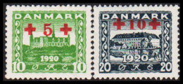 1921. DANMARK. Red Cross. Complete Set Never Hinged In Beautiful Quality And Centering.  (Michel 116-117) - JF541762 - Unused Stamps