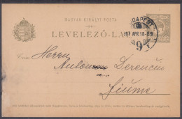 ⁕ Hungary - Ungarn 1907 ⁕ Budapest - FIUME, Levelező-lap, Magyar Kir. Posta 5 Filler ⁕ Postal Stationery HANS BIEHN - Postwaardestukken