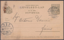 ⁕ Hungary - Ungarn 1907 ⁕ ZENGG / SENJ - FIUME, Levelező-lap, Magyar Kir. Posta 5 Filler ⁕ Postal Stationery #3 - Postwaardestukken