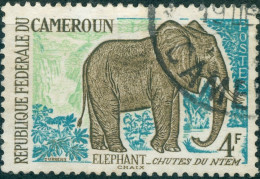 CAMERUN, CAMEROUN, FAUNA, ANIMALI, ELEFANTE,4 Fr., 1962, FRANCOBOLLI USATI Mi:CM 360, Scott:CM 363, Yt:CM 344 - Gebraucht