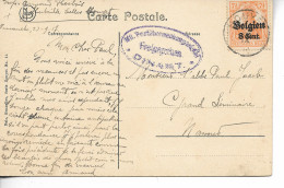 DINANT 14/18 CENSURE 2 Cachets Noir Et Violet Belgien 8 Cent Cpa HOUYET 1917      ....   G - Other & Unclassified