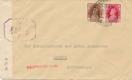 BF0291 / INDIEN   -  1942 -  Brief An Rotes Kreuz Genf Mit COUPON REPONSE Stempel - Jaipur