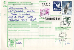 L74328 - Schweden - 1983 - 50Kr Falke MiF A PaketKte STOCKHOLM -> Tulsa, OK (USA) - Storia Postale