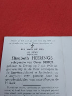 Doodsprentje Elisabeth Heerings / Dworp 7/7/1900 Anderlecht 6/8/1969 ( Oscar Derick ) - Religion & Esotérisme