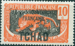 CIAD, CHAD, FAUNA, ANIMALI, LEOPARDO, 1930, FRANCOBOLLI NUOVI (MLH*) Mi:TD 45, Scott:TD 26, Yt:TD 37 - Unused Stamps