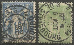 France - Sage - Quartiers De Paris - Cachet Type A2BIS AVEC N° Bureau - "PARIS 14 R.DE STRASBOURG" - 1876-1898 Sage (Type II)