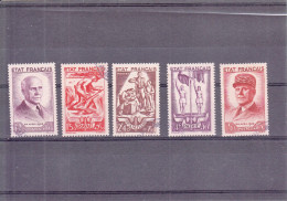 FRANCE   1943  SECOURS NATIONAL   TRAVAIL FAMILLE PATRIE     OBLITERES  TTB  576 A 580   TTB - Used Stamps