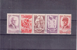 FRANCE   1943  SECOURS NATIONAL   TRAVAIL FAMILLE PATRIE   BANDE  TTB OBLITERES  TTB  576 A 580 - Used Stamps