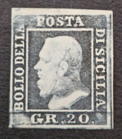 1859 ITALY SICILY SC# 17a 20gr GRIGIO ARDESIA MINT F/VF WITH CERTIFICATE - Sicilia