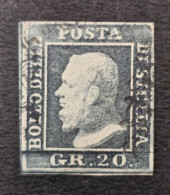 1859 ITALY SICILY SC# 17a 20gr GRIGIO ARDESIA USED WITH CERTIFICATE - Sicilië