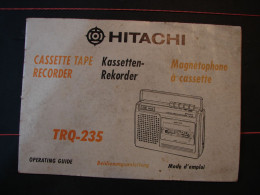 DH. 83. Notice Technique Et Plan Du Magnétophone à Cassette Hitachi TRQ-235 - Literatur & Schaltpläne