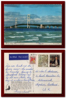 1976 Canada Postcard Mackinac Bridge Sent Stratford To Scotland 3scans - Storia Postale