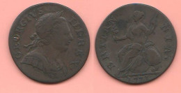 1/2 Penny 1771 UK England Angleterre King Georgius III° Great Britain Gran Bretagna Copper Coin Half Penny - C. 1/2 Penny