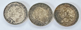 Lot De 3 Pièces De Monnaie  Pays Bas. Nederland. 1gulden.  Koningin Juliana. 1955. Argent - 1948-1980 : Juliana