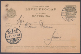 ⁕ Hungary - Ungarn 1907 ⁕ ZENGG / SENJ - FIUME Levelező-lap, Magyar Kir. Posta 5 Filler Dopisnica ⁕ Postal Stationery #6 - Postwaardestukken