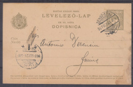 ⁕ Hungary - Ungarn 1907 ⁕ ZENGG / SENJ - FIUME Levelező-lap, Magyar Kir. Posta 5 Filler Dopisnica ⁕ Postal Stationery #8 - Postal Stationery