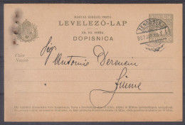 ⁕ Hungary - Ungarn 1907 ⁕ ZENGG / SENJ - FIUME Levelező-lap, Magyar Kir. Posta 5 Filler Dopisnica ⁕ Postal Stationery #9 - Postwaardestukken