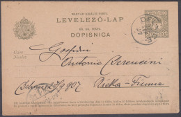 ⁕ Hungary 1907 Croatia ⁕ DELNICE - FIUME - Levelező-lap, Magyar Kir. Posta 5 Filler ⁕ Dopisnica - Postal Stationery - Entiers Postaux