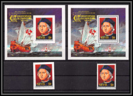 80570c NEVIS Y&t N°9 A/B Christophe Colomb 500th Anniversary 1986 Neuf ** MNH Columbus Colombo + Imperf Non Dentelé - Christopher Columbus