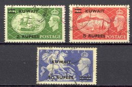 Kuwait Sc# 99-101 Used 1950-1951 2r-10r Surcharged Overprint - Kuwait