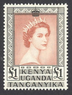 Kenya, Uganda, Tanzania Sc# 117 MNH 1954-1959 £1 Queen Elizabeth II - Kenya, Ouganda & Tanzanie