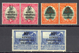 Kenya, Uganda, Tanzania Sc# 86-88 MH 1941-1942 5c-70c Overprint - Kenya, Uganda & Tanzania