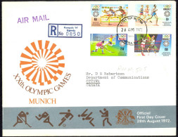 Kenya, Uganda, Tanzania Sc# 250-253 FDC Registered 1972 8.28 Munich Olympics - Kenya, Ouganda & Tanzanie