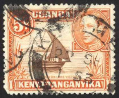 Kenya, Uganda, Tanzania Sc# 68 Used (a) 1949 5c Red Orange & Brown KGVI - Kenya, Uganda & Tanzania