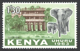 Kenya Sc# 10 MH 1963 1.30sh Treetop Hotel & Elephants - Kenya (1963-...)