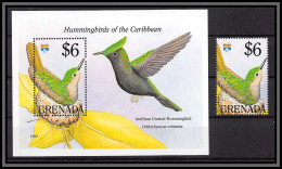 80851b GRENADA Mi N°306 + Timbre Colibri Huppé  Hummingbirds Of The Caribbean ** MNH Oiseaux Birds 1992 - Kolibries