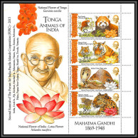 81617 Tonga 2015 Mi BF 67mahatma Gandhi Inde India Animals Flowers Tigre Tiger Cobra Serpent Snake Leopard ** MNH - Mahatma Gandhi