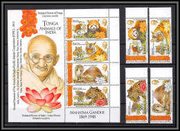 81617a Tonga 2015 Mi 67 2074/2077 Mahatma Gandhi Inde India Animals Flowers Tigre Tiger Cobra Serpent Leopard ** MNH - Mahatma Gandhi