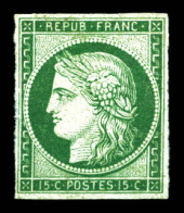 (*) N°2b, 15c Vert-foncé, Quatre Belles Marges Et Jolie Couleur, R.R.R (signé Calves/certificats)  Qualité: (*)  Cote: 1 - 1849-1850 Cérès