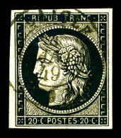 O N°3a, 20c Noir Sur Blanc Obl Càd Type 15 Du 4 Janvier 1849. TTB  Qualité: Oblitéré  Cote: 500 Euros - 1849-1850 Ceres
