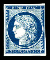 ** N°4a, 25c Bleu Foncé, Exceptionnelle Fraîcheur, R.R.R, SUPERBE (signé Calves/certificats)  Qualité: ** - 1849-1850 Ceres