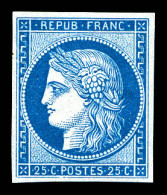 * N°4d, 25c Bleu, Impression De 1862, Quasi **, TTB  Qualité: *  Cote: 625 Euros - 1849-1850 Ceres