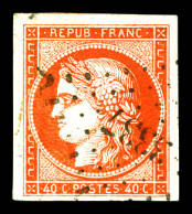 O N°5, 40c Orange Obl Pc 3337, Quatre Belles Marges Avec Voisin, Très Jolie Pièce. SUP (signé Brun/Calves/certificat)  Q - 1849-1850 Ceres