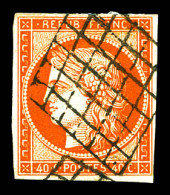 O N°5a, 40c Orange-vif Oblitération Grille. TB (signé Brun/certificats)  Qualité: Oblitéré  Cote: 600 Euros - 1849-1850 Ceres