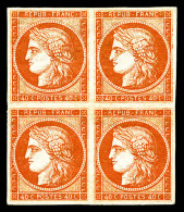 ** N°5A, 40c Orange En Bloc De Quatre Avec Quatre Belles Marges (2ex*), Fraîcheur Postale, RARE ET SUPERBE (signé Brun/c - 1849-1850 Cérès