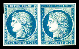 (*) N°5B, 40c Bleu, Exceptionnelle Paire Du Premier Non émis, Imprimé Avant Le 9 Mars 1849, Date De La Décision Du Chang - 1849-1850 Ceres