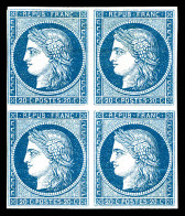 ** N°8b, Non émis, 20c Bleu Sur Azuré En Bloc De Quatre (2ex*), Piece D'une Qualité Exceptionnelle, R.R.R (signé Brun/ce - 1849-1850 Ceres