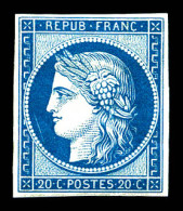 * N°8f, Non émis, 20c Bleu Impression De 1862, TTB (signé Calves/certificat)  Qualité: *  Cote: 800 Euros - 1849-1850 Ceres