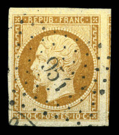 O N°9, 10c Bistre-jaune Obl Pc '954', Marges Exceptionnelles Dont Voisin. SUP. R. (signé Scheller/Calves/Certificat)  Qu - 1852 Louis-Napoleon