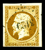 O N°9a, 10c Bistre-brun Obl étoile, TB (certificat)  Qualité: Oblitéré  Cote: 950 Euros - 1852 Luis-Napoléon